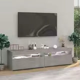 Modern Concrete Grey LED TV Cabinet Set – Stylish Storage Solution (75x35x40 cm, Set of 2)