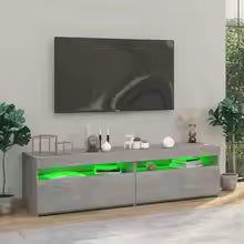 Modern Concrete Grey LED TV Cabinet Set – Stylish Storage Solution (75x35x40 cm, Set of 2)