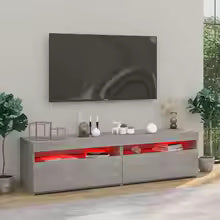 Modern Concrete Grey LED TV Cabinet Set – Stylish Storage Solution (75x35x40 cm, Set of 2)