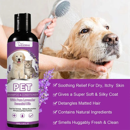 Puppy Shampoo for Dogs Dog Grooming Pet Things Flea and Tick Control Body Care Cats Hair Supplies Conditioner Knots Itching Home