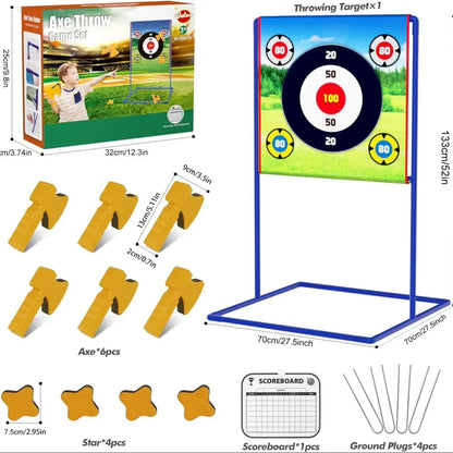 VATOS Axe Star Throwing Game Set Toy For Kids Throw Target Fun Indoor Outdoor Sport Party Play Game Birthday Gift for Boys Girls