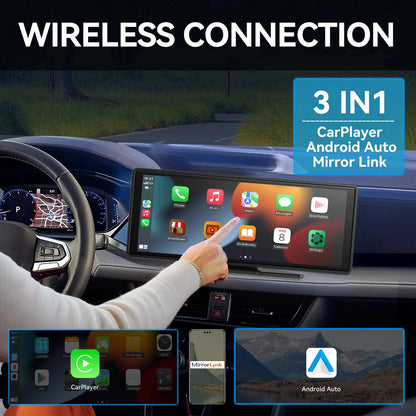 Universal Portable Wireless CarPlay & Android Auto Screen – Smart Car Touchscreen Display