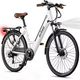 26” Step-Thru Electric Bicycle – Peak 750W Motor, 7-Speed Cityrun E-Bike
