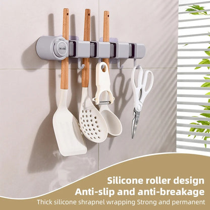 Wall Mounted Mop Organizer Broom Holder Mop Clip Stand Brush Rack Hanging Pipe Hook Kitchen Storage Bathroom Accessories Tools