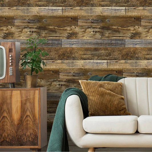 6m Realistic Wooden Effect Wallpaper Wood PanelPlanks Self Adhesive Vinyl Wrap