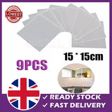 9 Pcs Mirror Sheets Self Adhesive Non Glass Mirror Tiles Wall Sticky Mirror Decorative Sticker Decoration Tiles Sticker