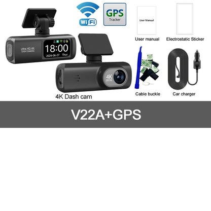 Soam 4K+1080P Dual Dash Cam – Car Camera Recorder with GPS, WiFi, 24H Parking Monitor, Black Box DVR