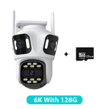 6K PTZ IP Camera Outdoor – 3-Lens WiFi Security Cam with Auto-Tracking, 4K Dual-Lens, iCSee CCTV