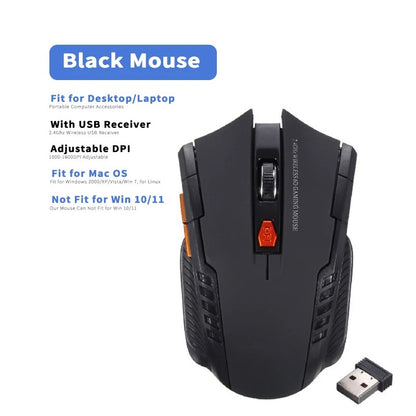 2.4GHz Wireless Gaming Mouse – Adjustable 1000-1600 DPI, USB Receiver, for MacBook Air/Pro & PC