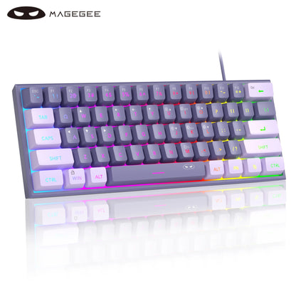 MageGee TS91 Mini 60% Gaming Keyboard – RGB Backlit, 61-Key Ultra-Compact, Ergonomic & Waterproof for Office & Gaming