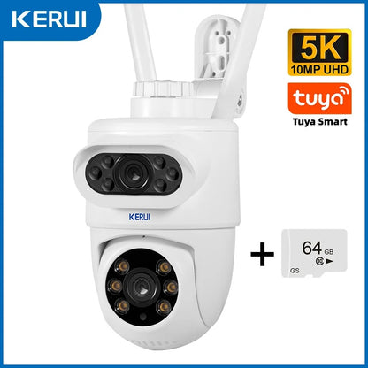 KERUI 10MP 5K PTZ WiFi Camera – 4K/8MP/5MP Dual-Lens IP Camera, Tuya Smart Outdoor CCTV Security