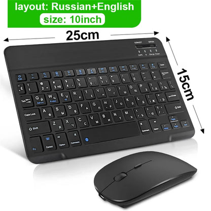 Bluetooth Wireless Keyboard & Mouse – Compatible with iOS, Android, Windows, iPad Air/Mini/Pro, Multi-Language Support (Spanish, Korean, Portuguese, Russian)