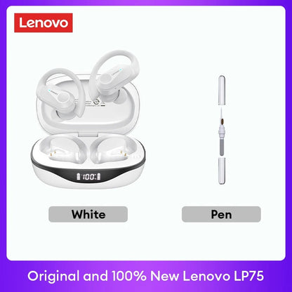 Original Lenovo LP75 TWS Earbuds – Bluetooth 5.3 Wireless Headphones, LED Display, Noise Reduction, Waterproof Headset