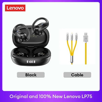 Original Lenovo LP75 TWS Earbuds – Bluetooth 5.3 Wireless Headphones, LED Display, Noise Reduction, Waterproof Headset