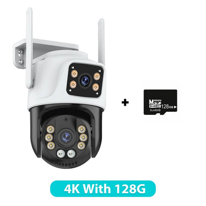 6K PTZ IP Camera Outdoor – 3-Lens WiFi Security Cam with Auto-Tracking, 4K Dual-Lens, iCSee CCTV