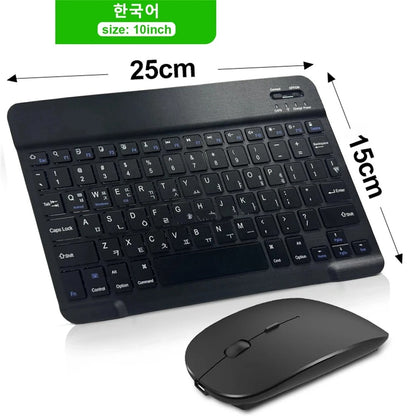 Bluetooth Wireless Keyboard & Mouse – Compatible with iOS, Android, Windows, iPad Air/Mini/Pro, Multi-Language Support (Spanish, Korean, Portuguese, Russian)