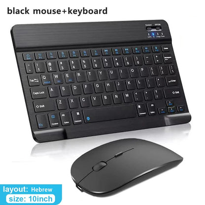 Bluetooth Wireless Keyboard & Mouse – Compatible with iOS, Android, Windows, iPad Air/Mini/Pro, Multi-Language Support (Spanish, Korean, Portuguese, Russian)