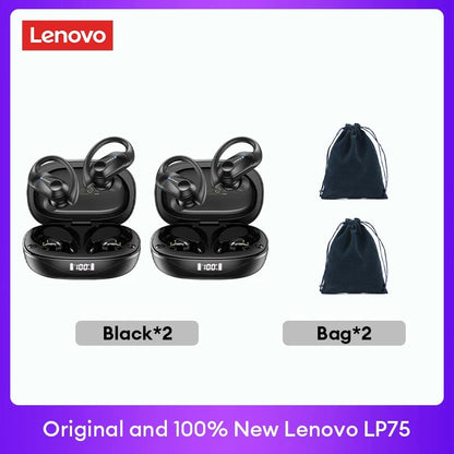 Original Lenovo LP75 TWS Earbuds – Bluetooth 5.3 Wireless Headphones, LED Display, Noise Reduction, Waterproof Headset