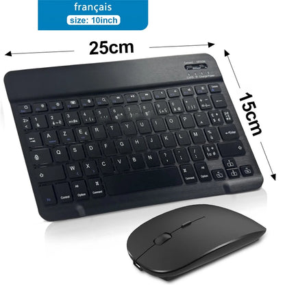 Bluetooth Wireless Keyboard & Mouse – Compatible with iOS, Android, Windows, iPad Air/Mini/Pro, Multi-Language Support (Spanish, Korean, Portuguese, Russian)