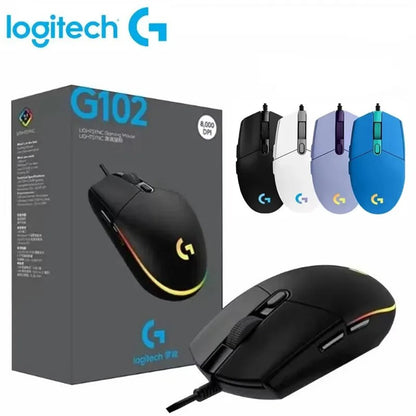 Logitech G102 USB Wired Gaming Mouse – 8000 DPI, Rainbow Optical Effect, for PC, Mac & Laptop