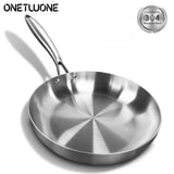 304 Stainless Steel Nonstick Frying Pan – Uncoated Steak Pan for Gas & Induction Cooktops, Durable Kitchen Cookware