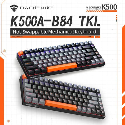 Machenike K500A-B84 75% TKL Mechanical Keyboard – Hot-Swappable, Wired Gaming Keyboard, 6-Color Backlit, 84 Keys for PC & Laptop