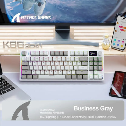 K86 Wireless Hot-Swappable Mechanical Keyboard – Bluetooth/2.4G, Display Screen, Volume Knob for Gaming & Work