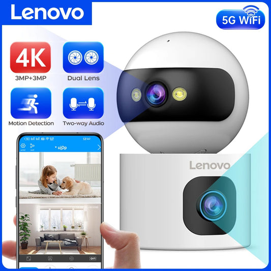 Lenovo 4K Dual-Lens Smart IP Camera – 5G WiFi, Auto Tracking, Wireless CCTV Security & Baby Monitor