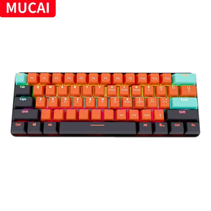 MUCAI MKA610 Mini Mechanical Gaming Keyboard – USB Wired, 61-Key, Red Switch, Detachable Cable for PC & Laptop