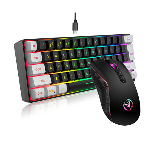 61-Key Wired RGB Gaming Keyboard & Mouse Combo – Backlit Office Kit for PC, Laptop & PUBG Gamers