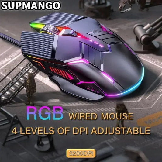 GM6 Wired Gaming Mouse – RGB LED Backlit, Ergonomic Design, for PC & Laptop Gamers