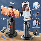 P02 360° Rotating Gimbal Stabilizer – Auto Face Tracking, Selfie & Live Streaming Stand with Remote for TikTok & Smartphones