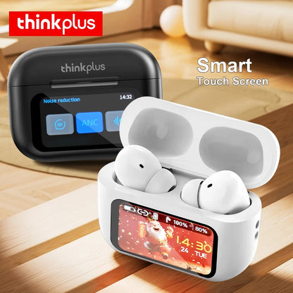 Original ThinkPlus Wireless Earbuds – Bluetooth ANC Noise Reduction, HD Mic, LED Touch Screen, Gaming & Calling Earphones