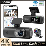 Soam 4K+1080P Dual Dash Cam – Car Camera Recorder with GPS, WiFi, 24H Parking Monitor, Black Box DVR