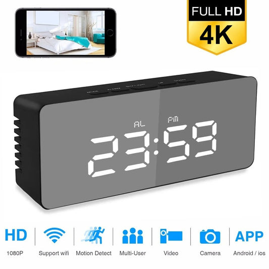 4K/1080P HD WiFi Clock Camera – Digital Nanny Cam, Home Security, Motion Detection, USB-Powered