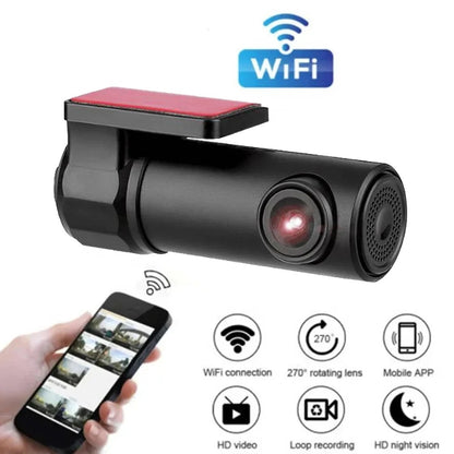 Smart WiFi Dash Cam – APP-Controlled Car DVR, 1080P HD Video Recorder, Night Vision, USB Power Supply