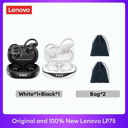 Original Lenovo LP75 TWS Earbuds – Bluetooth 5.3 Wireless Headphones, LED Display, Noise Reduction, Waterproof Headset