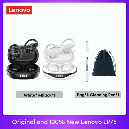Original Lenovo LP75 TWS Earbuds – Bluetooth 5.3 Wireless Headphones, LED Display, Noise Reduction, Waterproof Headset
