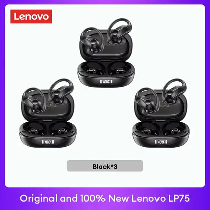 Original Lenovo LP75 TWS Earbuds – Bluetooth 5.3 Wireless Headphones, LED Display, Noise Reduction, Waterproof Headset