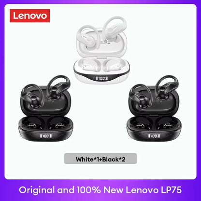 Original Lenovo LP75 TWS Earbuds – Bluetooth 5.3 Wireless Headphones, LED Display, Noise Reduction, Waterproof Headset