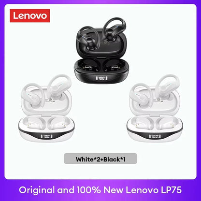 Original Lenovo LP75 TWS Earbuds – Bluetooth 5.3 Wireless Headphones, LED Display, Noise Reduction, Waterproof Headset