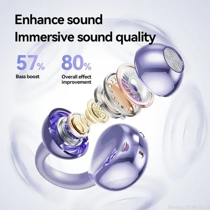 Xiaomi Open-Ear Clip Earbuds – ENC Noise-Canceling Wireless Bluetooth 5.4 Headphones with Mic for Android & iOS