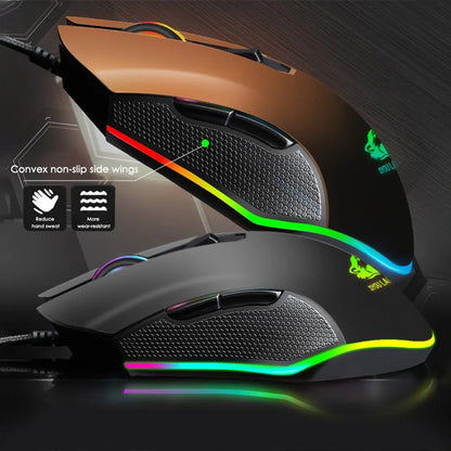 Wired RGB Gaming Mouse – USB Optical, 3 Adjustable DPI, 6 Buttons, Ergonomic Design for PC & Laptop Gamers
