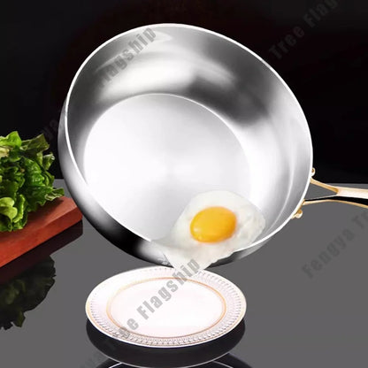 316 Stainless Steel Non-Stick Frying Pan – Deep Wok & Skillet for Gas & Induction Cooktops, Durable Kitchen Cookware