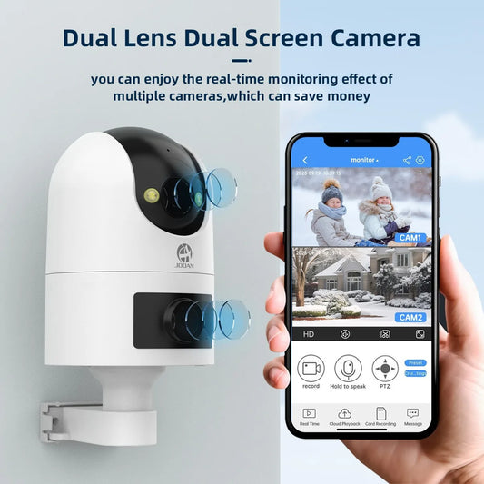 4K PTZ Outdoor IP Camera – Waterproof Dual Lens, 5G WiFi, Auto Tracking, Security & Baby Monitor
