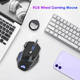 USB Wired Gaming Mouse – 7-Button, 5500 DPI, Adjustable Backlight, Ergonomic Optical Mouse for PC & Desktop Gamers