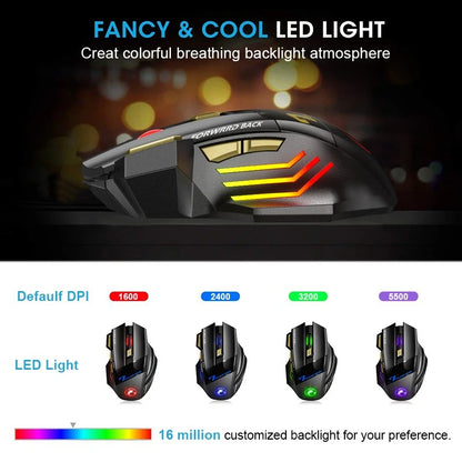 Rechargeable Bluetooth Gaming Mouse – Wireless, Ergonomic, 5500 DPI, for PC, Laptop & iPad