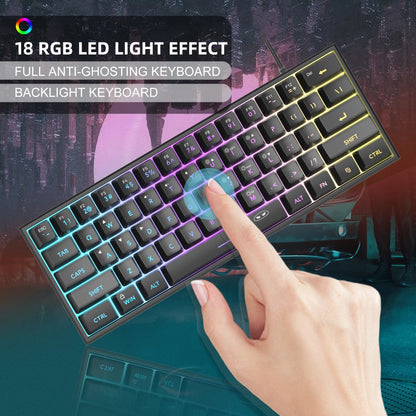 MageGee TS91 Mini 60% Gaming Keyboard – RGB Backlit, 61-Key Ultra-Compact, Ergonomic & Waterproof for Office & Gaming