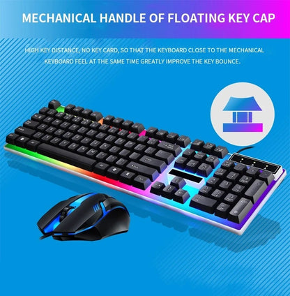 RGB Gaming Keyboard and Mouse Combo – 104-Key Wired LED Backlit Set for PC, Laptop, Desktop & Tablet