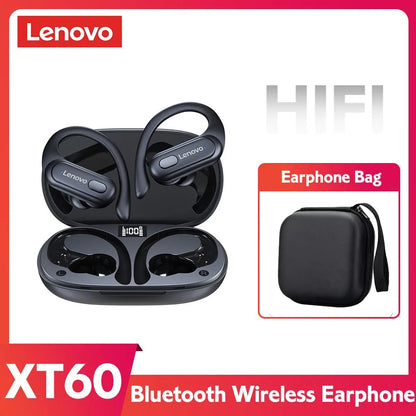 Lenovo ERAZER XT60 Sports Earbuds – Wireless Bluetooth Headphones, HiFi Sound, Noise Reduction, Earhook Design, Mic Headset